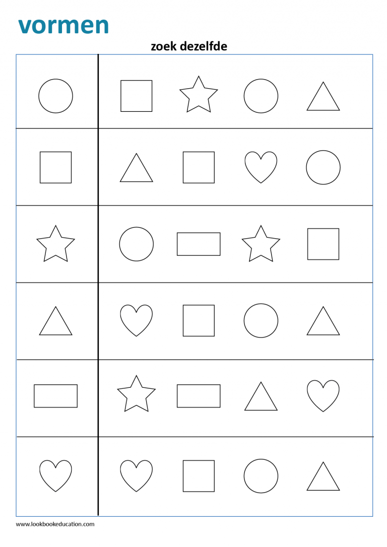 Thema Vormen Werkbladen Groep 1 T M 4 LookbookEducation Nl