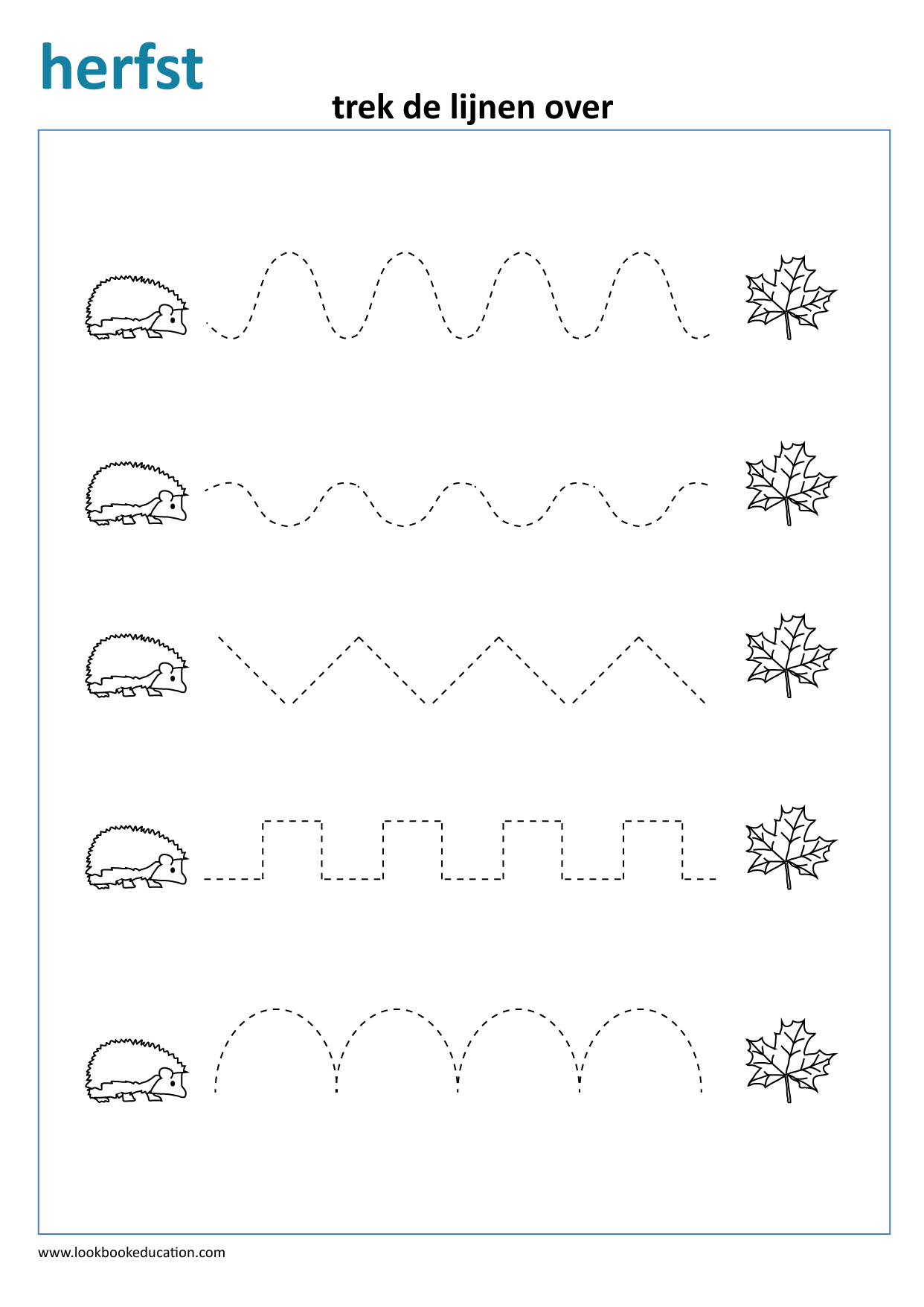 Werkblad Schrijfpatroon Herfst Egel Lookbookeducation Nl