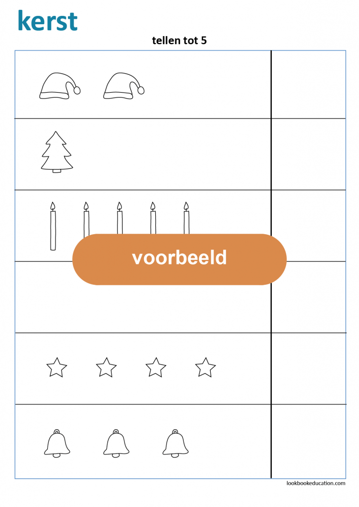 Werkblad Tellen Tot 5 Kerst LookbookEducation Nl