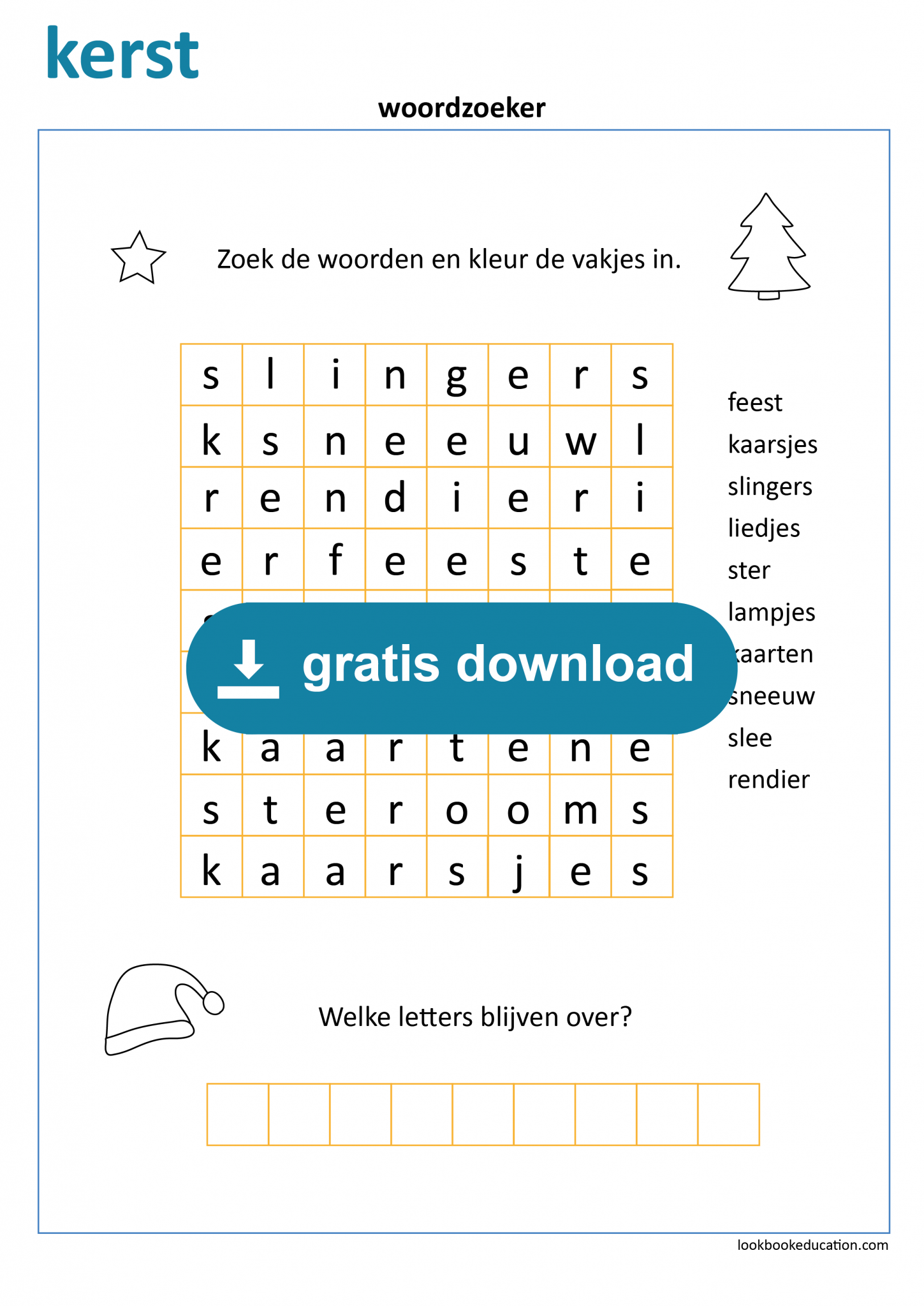 Werkblad Woordzoeker Kerst Lookbookeducation Nl