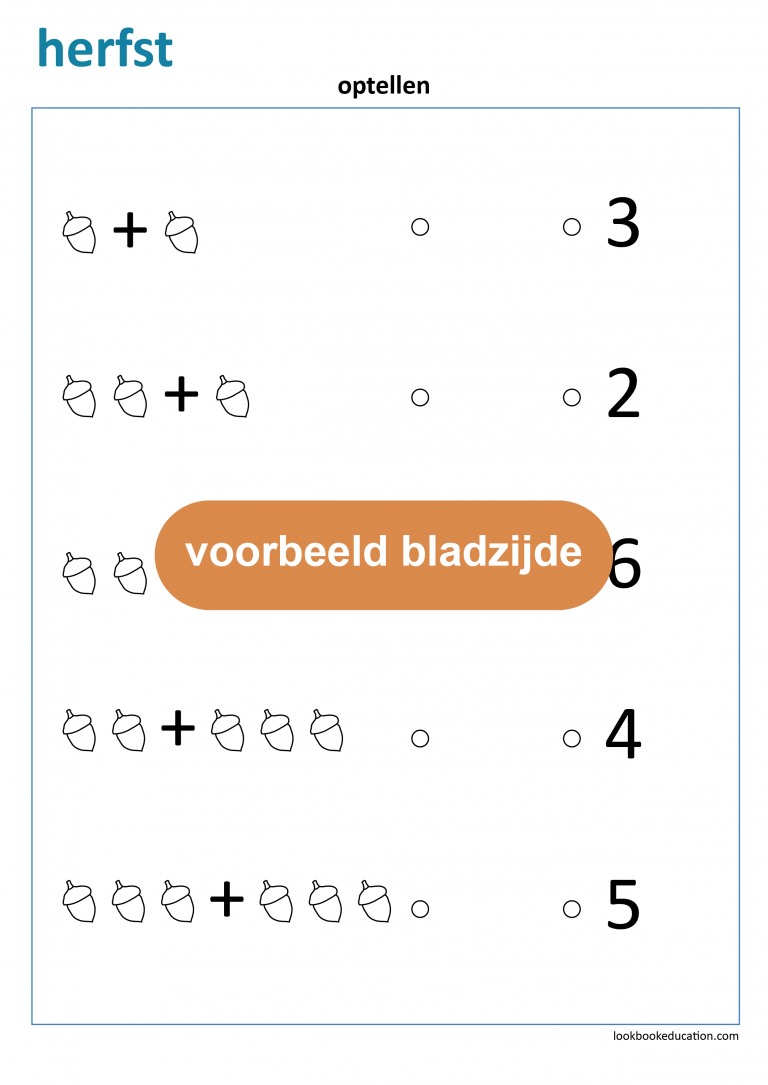 Werkblad Herfst Optellen Plaatjes Lookbookeducation Nl