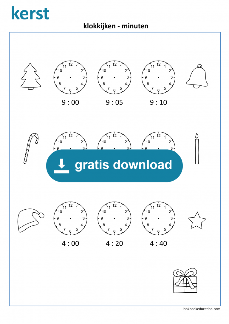 Werkblad Klokkijken Minuten Kerst Lookbookeducation Nl