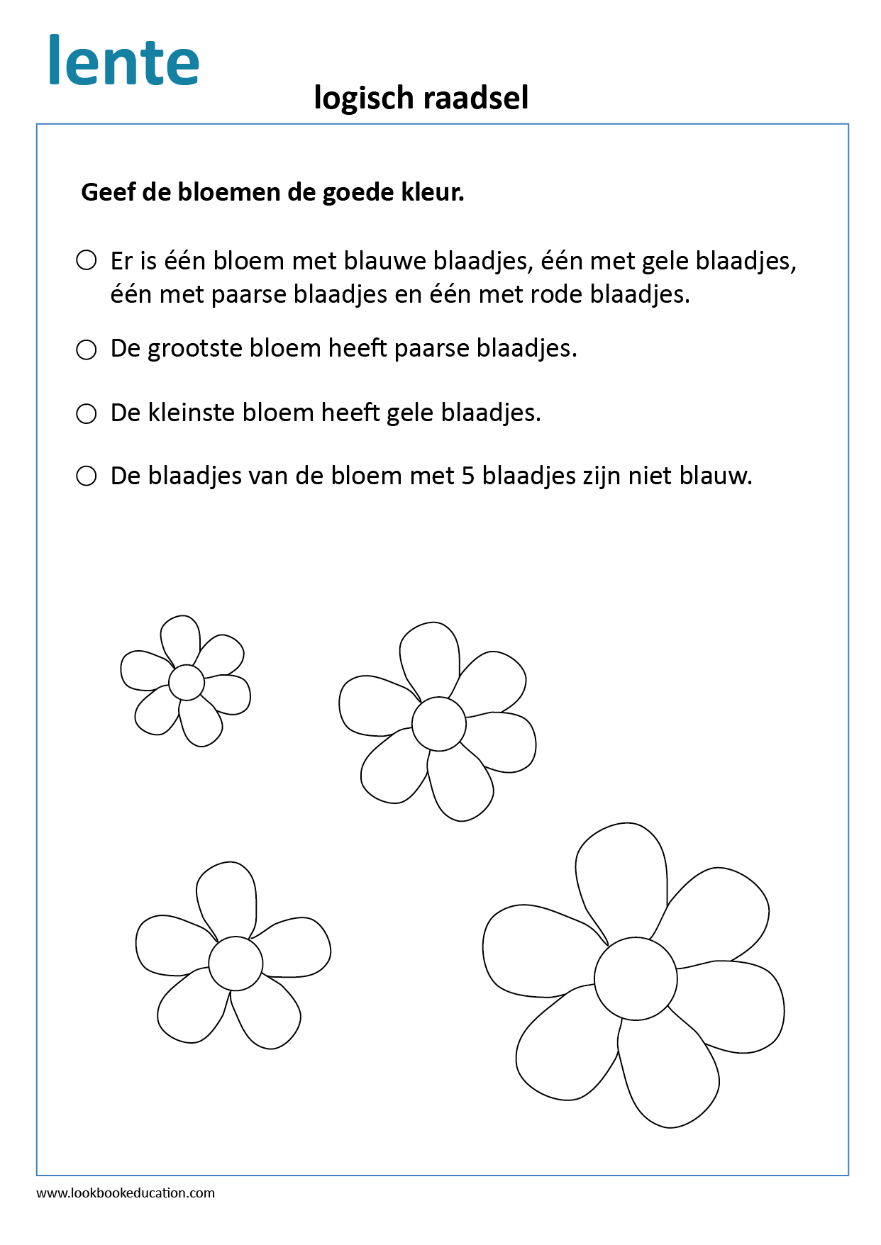 Nieuw Werkblad Lente Logisch Raadsel - Lookbook Education Nederland RA-98