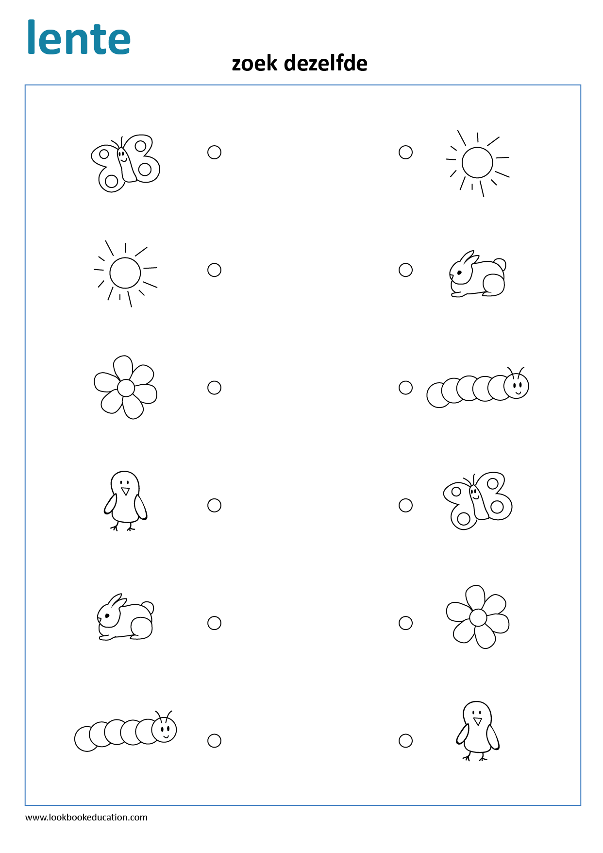 Werkblad Zoek Dezelfde Lente - LookbookEducation.com/nl