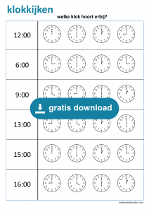 Werkblad Klokkijken Welke Hoort Erbij? - LookbookEducation.com/nl