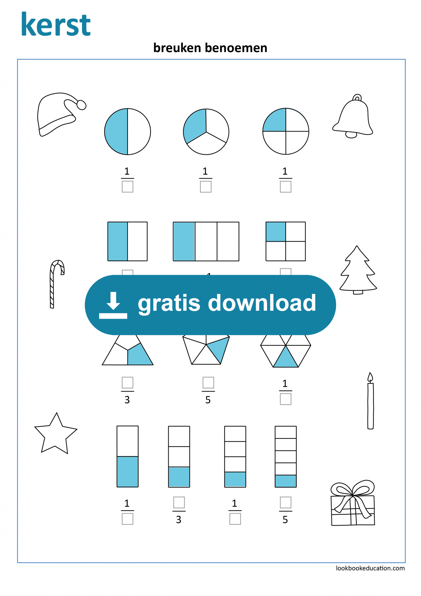 Werkblad Breuken Benoemen Kerst - LookbookEducation.com/nl