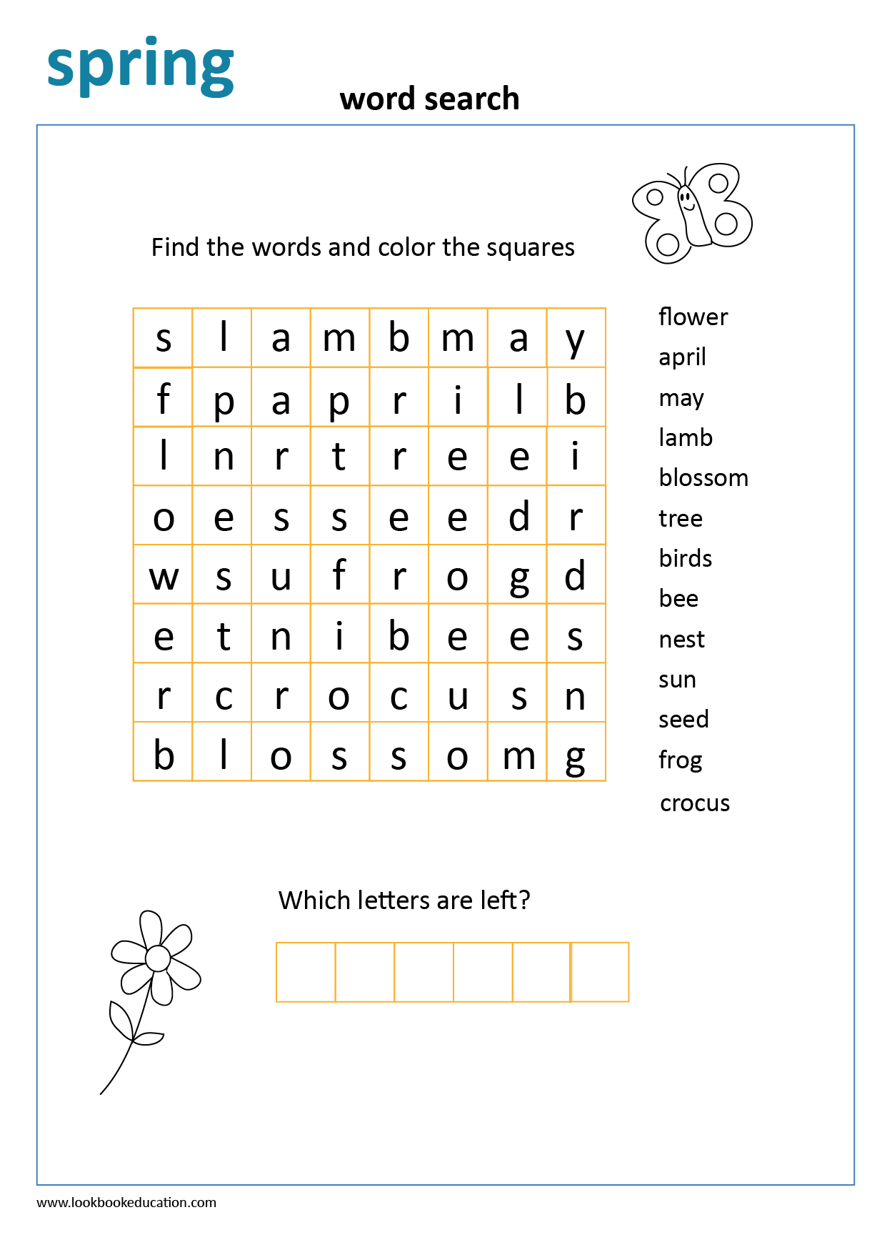 Free Spring Word Search Printables
