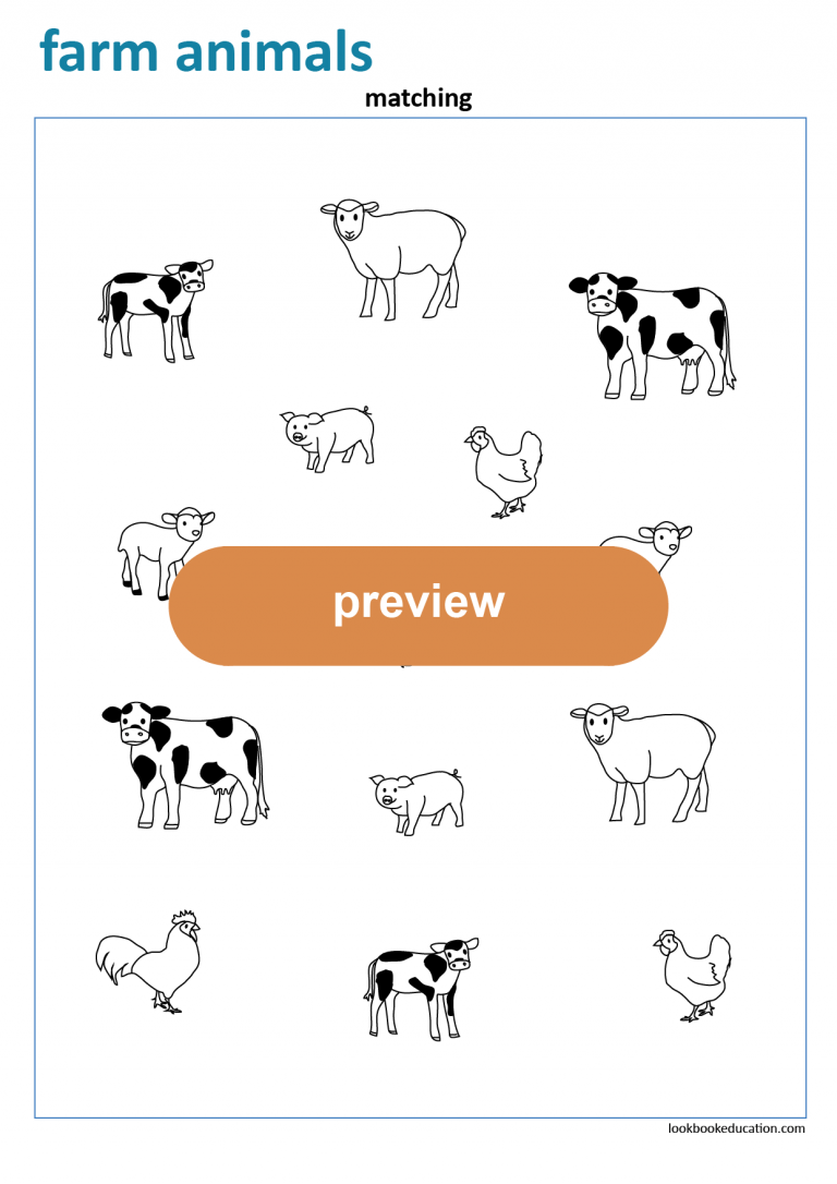 Worksheet Matching Farm Animals Lookbook Education