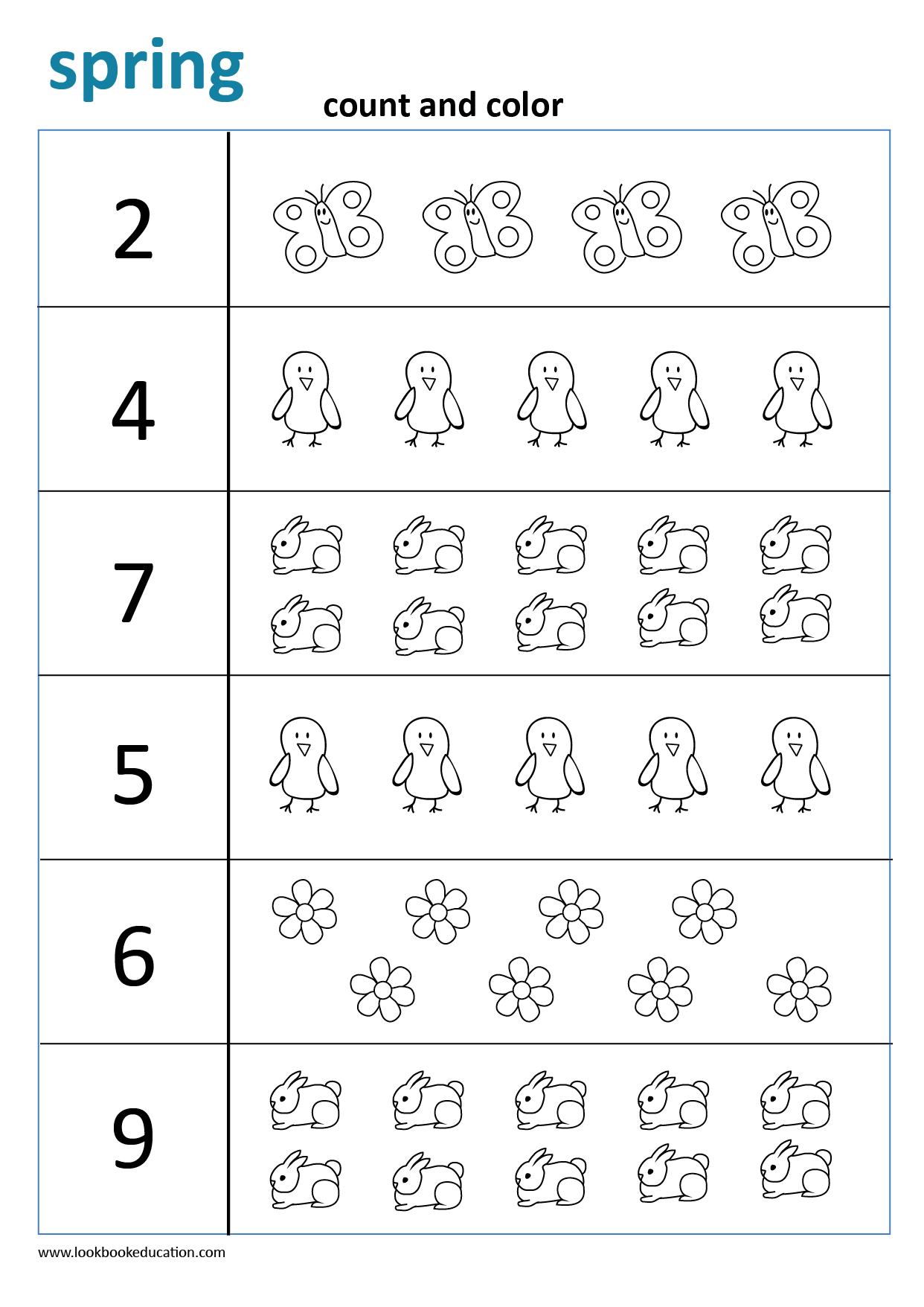 worksheet count and color spring lookbookeducationcom