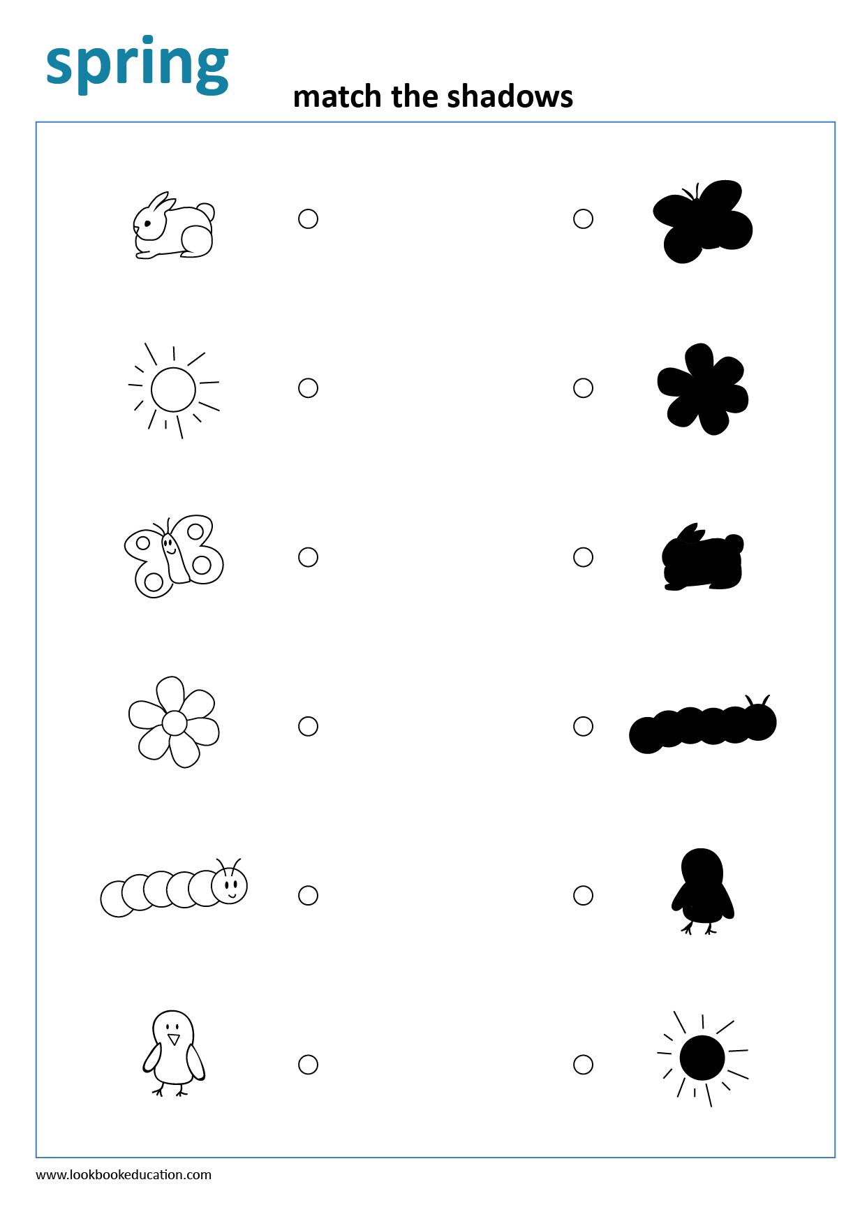 Worksheet Shadow Matching Spring - Lookbook Education