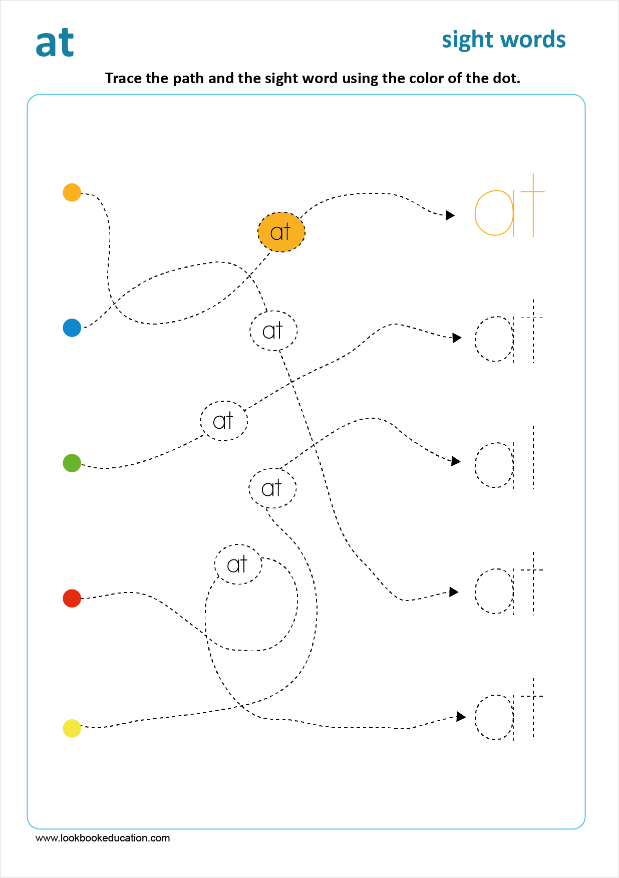 Worksheet At Tracing Sight Words Lookbook Education