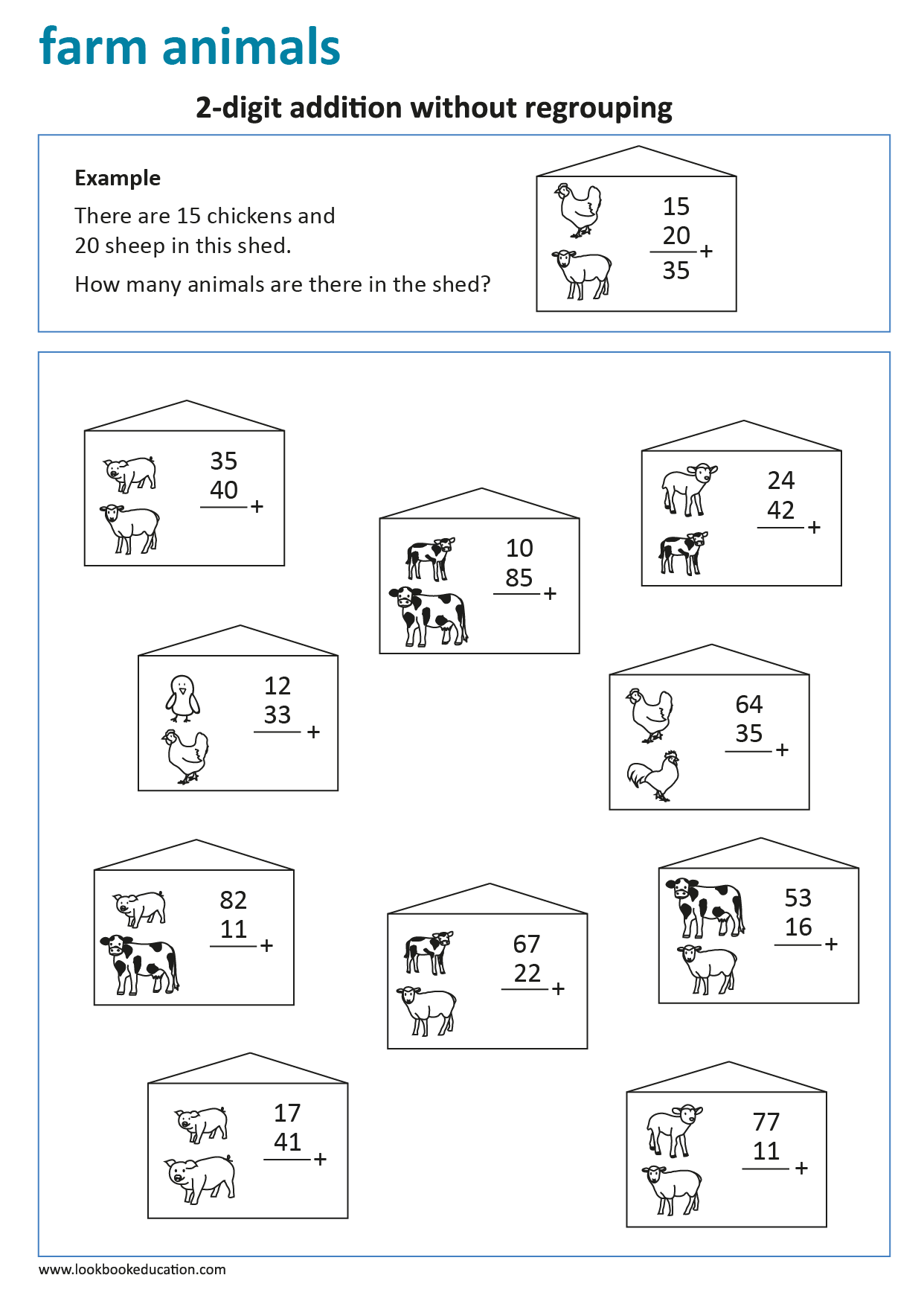 addition worksheets by 2
