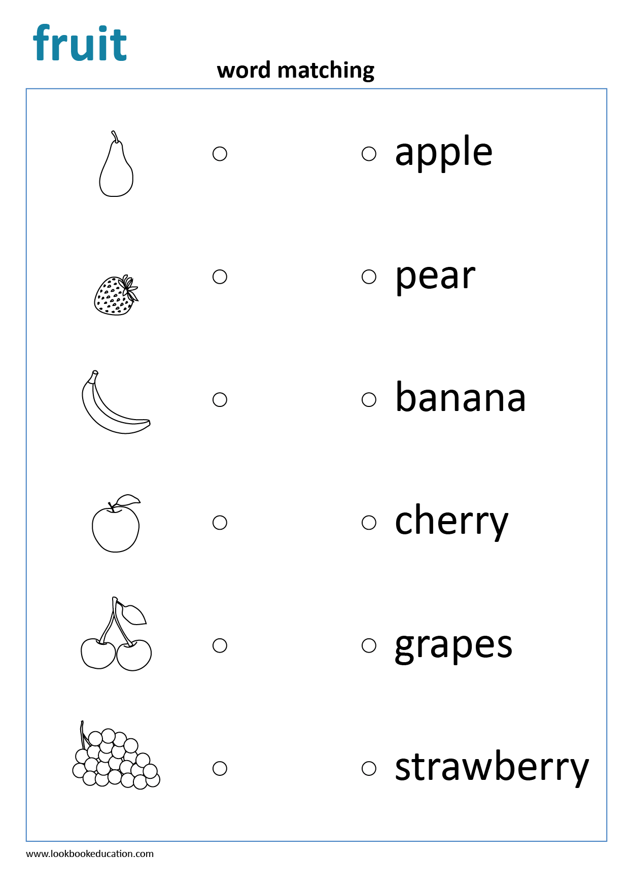 Worksheet Read and Match Fruit - LookbookEducation.com