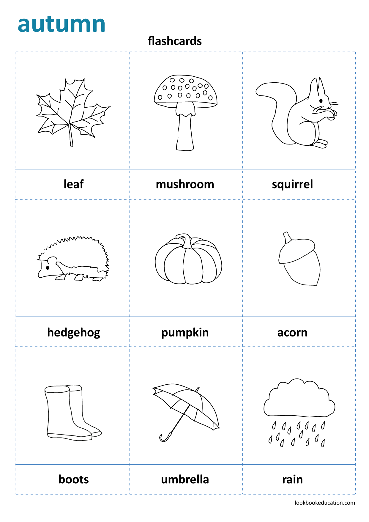 Worksheet Flashcards Autumn LookbookEducation