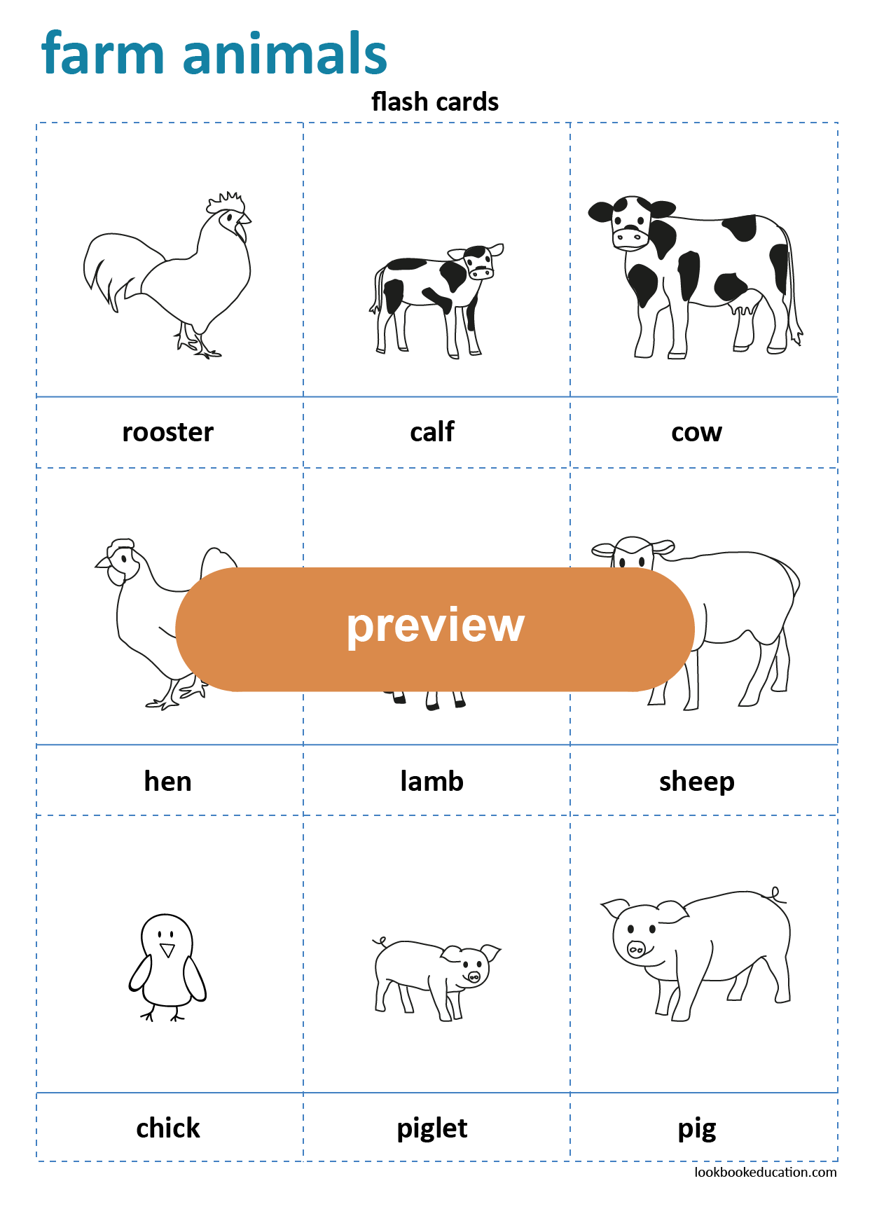Worksheet Flashcards Farm Animals 