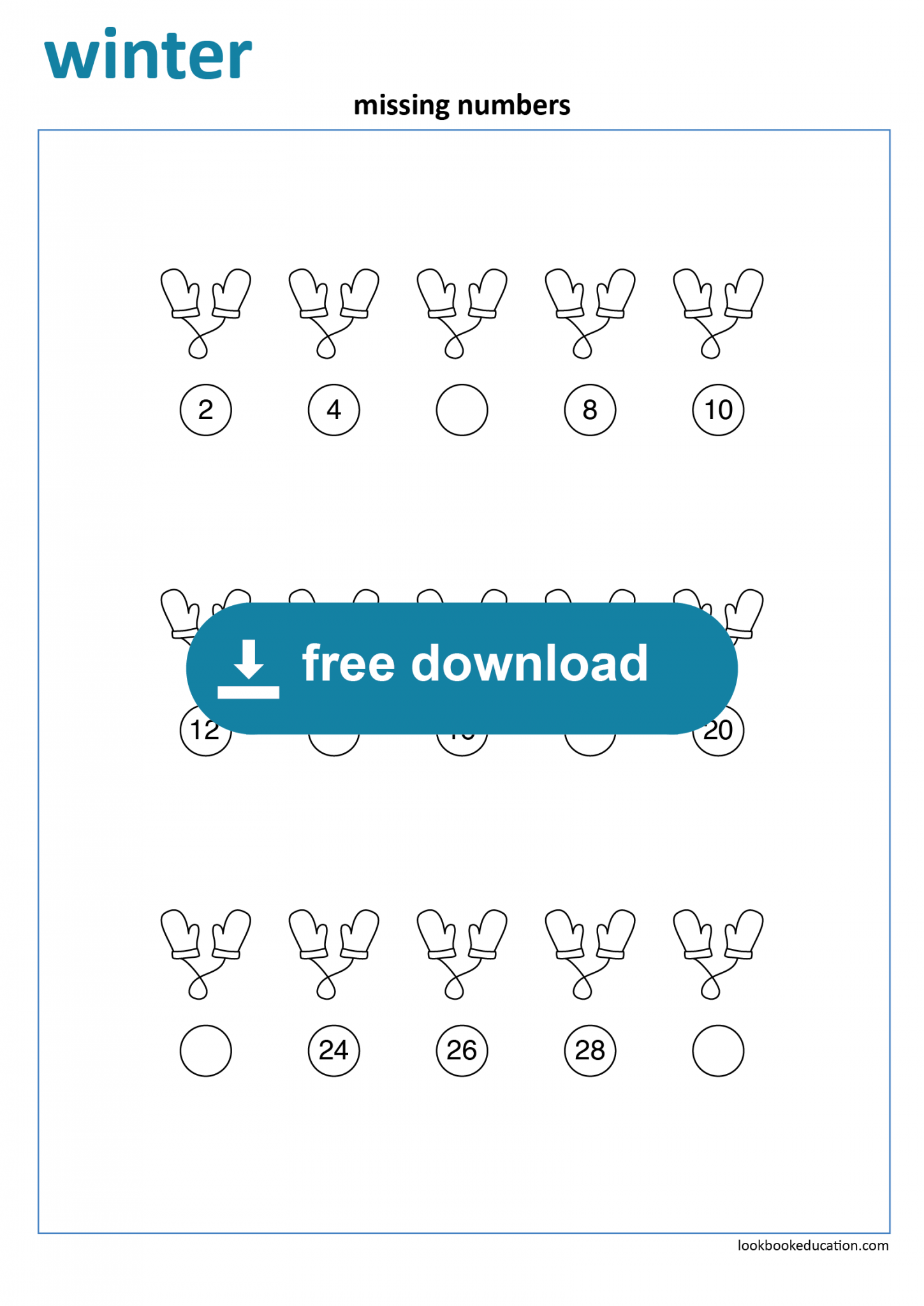 Worksheet Counting by 2's Winter - LookbookEducation.com